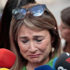 Marisol Burón, madre de Marta Calvo, a su llegada hoy a la Ciudad de la Justicia de Valencia. BIEL ALIÑO
