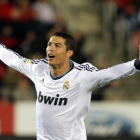 El delantero del Madrid Cristiano Ronaldo celebra su segundo gol ante el Mallorca.
