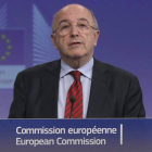 Joaquín Almunia, ayer durante la presentación de la decisión de la Comisión Europea.