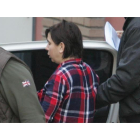 La detenida tras prestar declaración esta mañana en el juzgado número 5 de Ponferrada.
