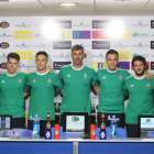 El nuevo cuerpo técnico de la Deportiva. ANA F. BARREDO