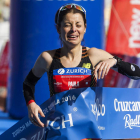 Paula en el momento de cruzar la meta como campeona. CARO