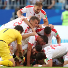 Así celebró la selección de Serbia la victoria. TATYANA ZENKOVICH