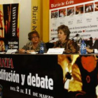María de la Paz Díez, Paloma Gómez Borrero y Fernando Aller, durante la conferencia