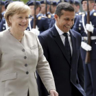 Merkel y Ollanta Humala, ayer, en Berlín.