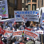 Acto sindical al finalizar la manifestación de Valladolid con Ángel Hernández y Faustino Temprano. EFE