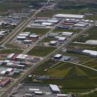 Vista aérea del Polígono de León en terrenos del municipio de Onzonilla, a cuyo ayuntamiento la Diputación cobra el IAE. JESÚS F. SALVADORES