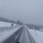 Una carretera de la provincia de León afectada por la nieve de las últimas jornadas.