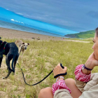 Bosco y Lili en una playa para ir con perros en Asturias. ÁGRATA ANDRÉS VERGARA