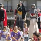 Los gigantes de Ponferrada, a su llegada a la plaza del Ayuntamiento