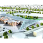 Recreación del Palacio de Congresos y la cubierta fotovoltaica aneja del recinto ferial.