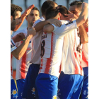 Los jugadores del Bembibre celebran el triunfo.