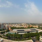 Foto tomada desde la torre Expomurcia, en la ciudad de Murcia, en la que se aprecia el humo del incendio de Tarragona. El humo del incendio forestal declarado este lunes en Paüls, en la comarca tarraconense del Valle del Ebro, es visible desde varias zonas de la Comunidad Valenciana, incluso Alicante, y también desde la ciudad de Murcia, a unos 450 kilómetros de distancia. EFE/ 112 Murcia SOLO.