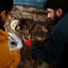 Trabajos de exhumación de los restos de Manuel Girón Bazán.