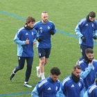 Slavy, junto a Petkov, en el entrenamiento de ayer.