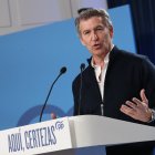 El presidente del PP, Alberto Núñez Feijóo, interviene en un acto en Ponferrada.