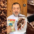 Fernando Estudillo muestra el sorprendente postre de alta cocina elaborado con Alubias de La Bañeza IGP, chocolate y cítricos