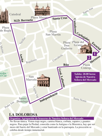 Recorrido de la procesión de La Morenica en León