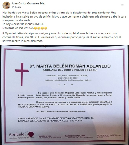 La muerte de Marta Román ha conmocionado a la plataforma del soterramiento de San Andrés.