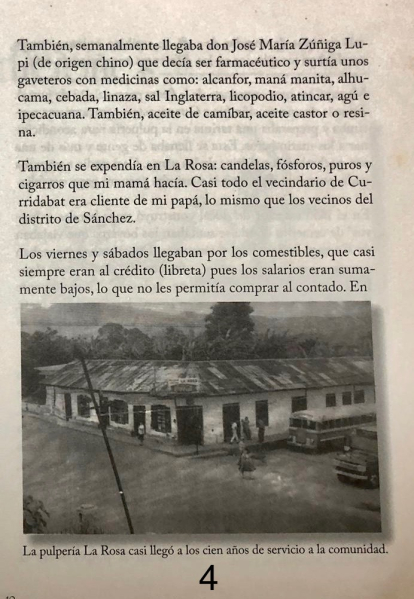 Una de las hijas de Antonio Marqués escribió un artículo en una revista local de Curridabat en el que habló del negocio de su padre, una tienda de ultramarinos.