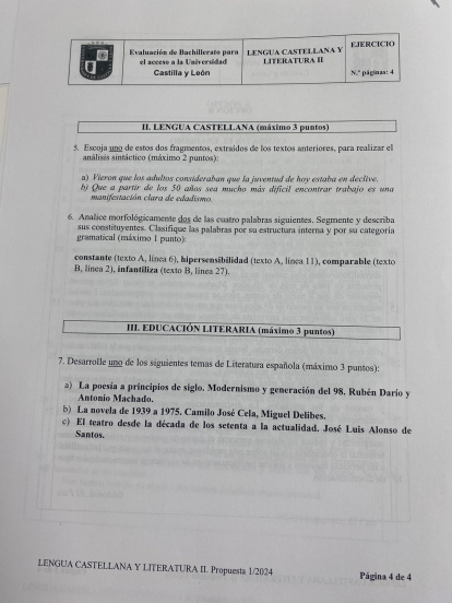 Examen de Lengua de la primera de la primera jornada de la Ebau