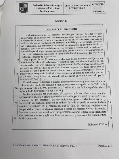 Examen de Lengua de la primera de la primera jornada de la Ebau