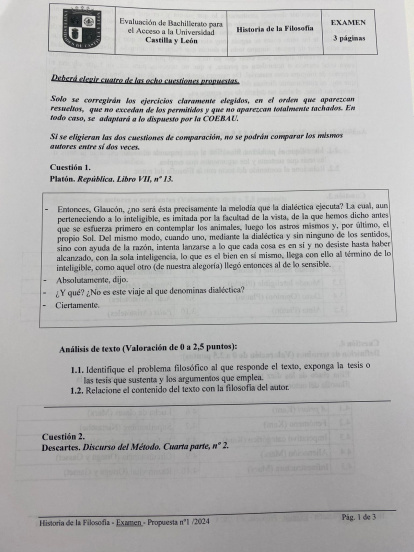 Examen de Historia de la Filosofía en la primera jornada de la Ebau.
