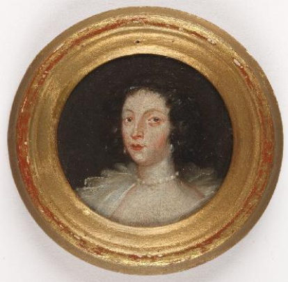 Pequeño retrato realizado al óleo sobre tabla, que se situado en torno al siglo XVII, teniendo en cuenta la estética de la retratada. Al dorso posee una inscripción que la identifica como Genoveva de Unphe, viuda del duque Carlos Alejandro, personaje del que hasta el momento no se ha hallado más información. Obra entregada en calidad de depósito por la Comisaría General del Patrimonio Artístico Nacional el 18 de junio de 1943.