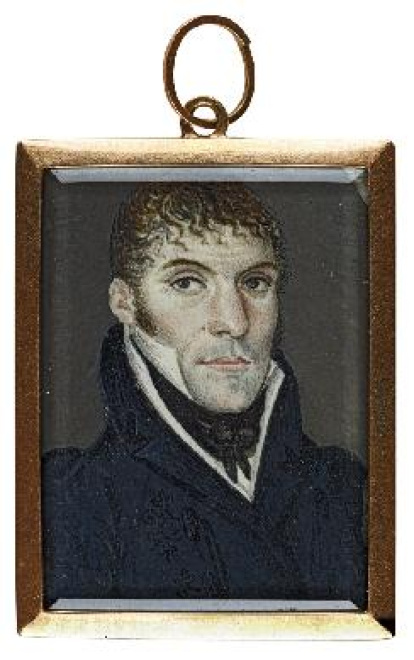 Se desconoce la identidad del caballero retratado, así como la del autor de la miniatura. El retrato resulta de una gran rotundidad, ya que la figura ocupa la mayor parte de la superficie pictórica. Obra entregada en calidad de depósito por la Comisaría General del Patrimonio Artístico Nacional el 18 de junio de 1943.