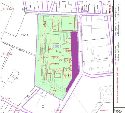 Área del recinto hospitalario afectada por la pavimentación.