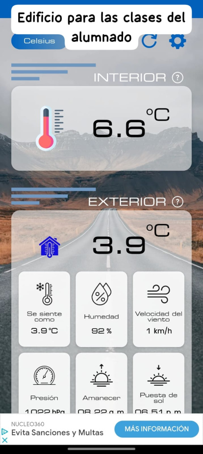 Temperatura de las aulas del CEPA Faustina Álvarez en León.