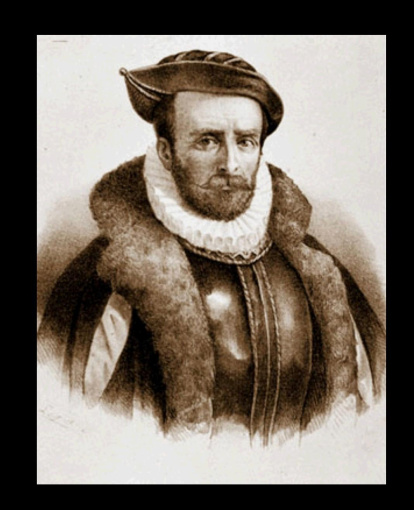 Icónica imagen del navegante Álvaro de Mendaña.