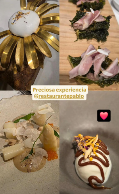Historia de Instagram de Sandra Barneda durante su comida en el restaurante Pablo de León este Domingo de Ramos.