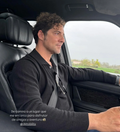 David Bisbal de camino a la celebración de los 60 años de Jesús Calleja en León.