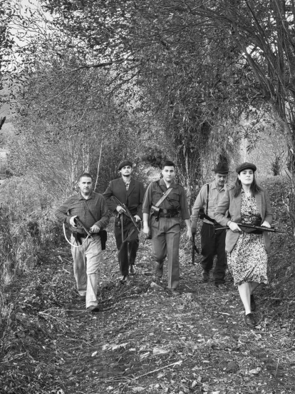 El grupo de figurantes Torre de Torés, en plena recreación.