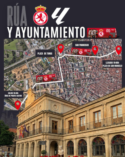 Recorrido previsto para la celebración del ascenso a Segunda División de la Cultural.