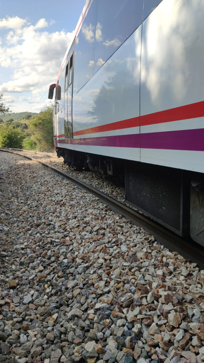El tren Feve descarrillado en el municipio de La Ercina.