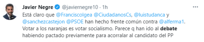 Tweet de Javier Negre