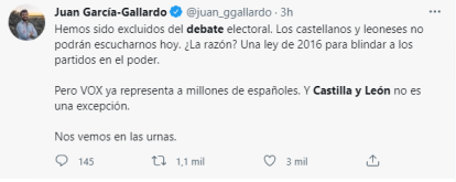 Tweet de Juan García-Gallardo