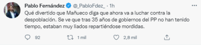 Tweet de Pablo Fernández
