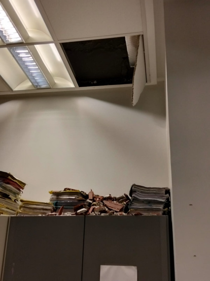 Caída del techo del Servicio de Ejecución en los Juzgados de León
