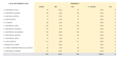 Prioridad 1: pacientes cuyo tratamiento quirúrgico, siendo programable, no admite una demora superior a 30 días.