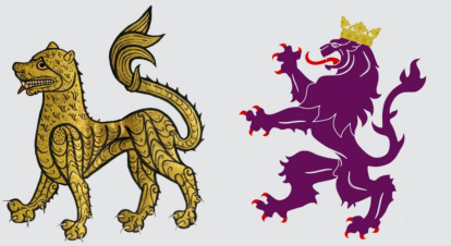 El león pasante y el león rampante.