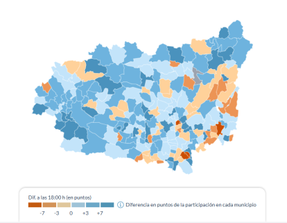Distribución de la participación en la provincia a las 18:00.