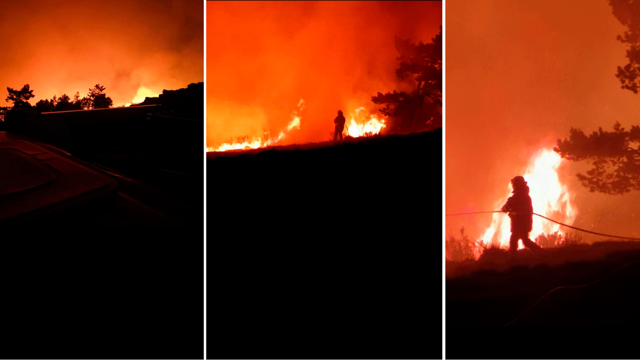Imágenes del fuego que asoló La Cabrera el pasado mes de abril. DL